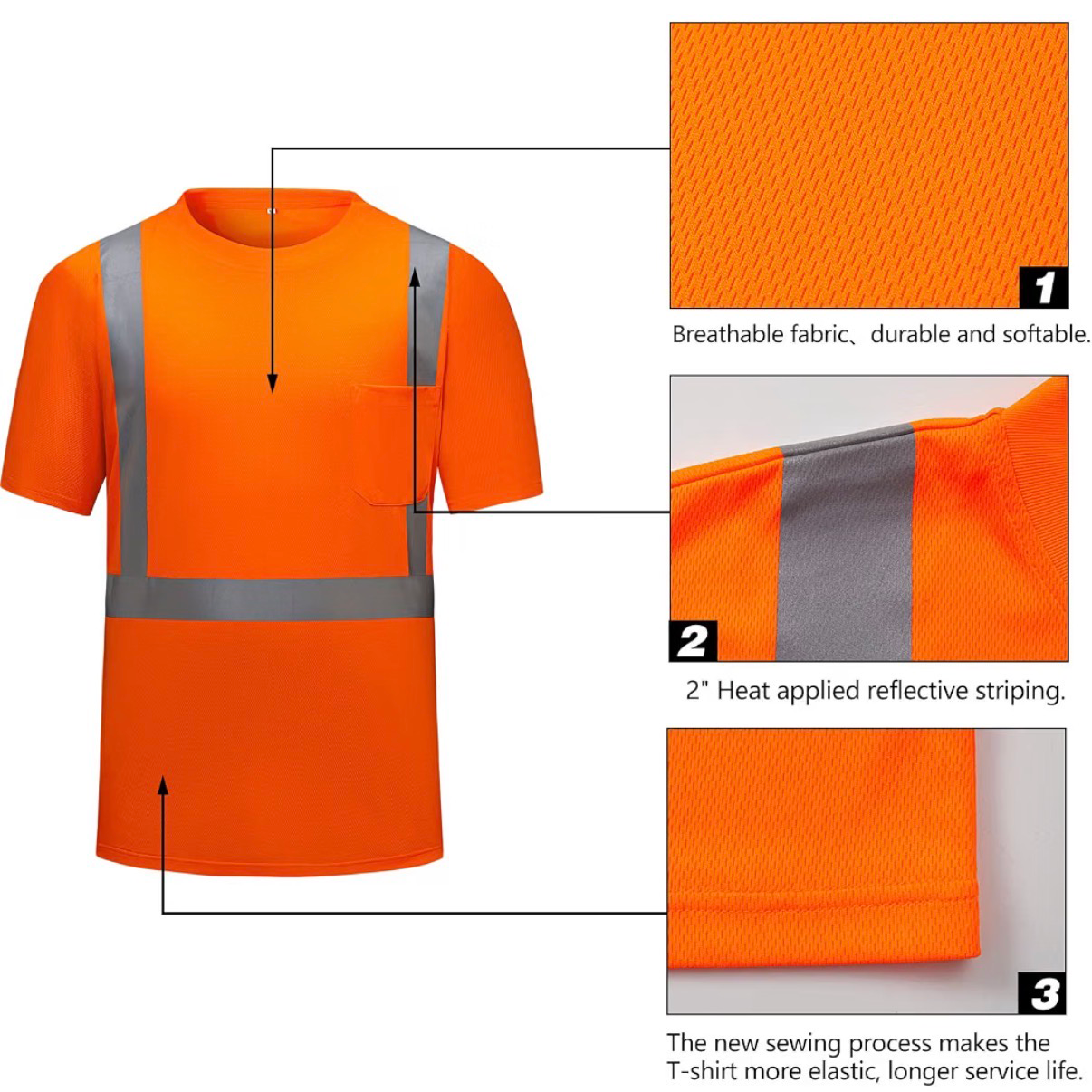 CUSTOM HI-VIS MESH SAFTY SHIRT ORANGE 2