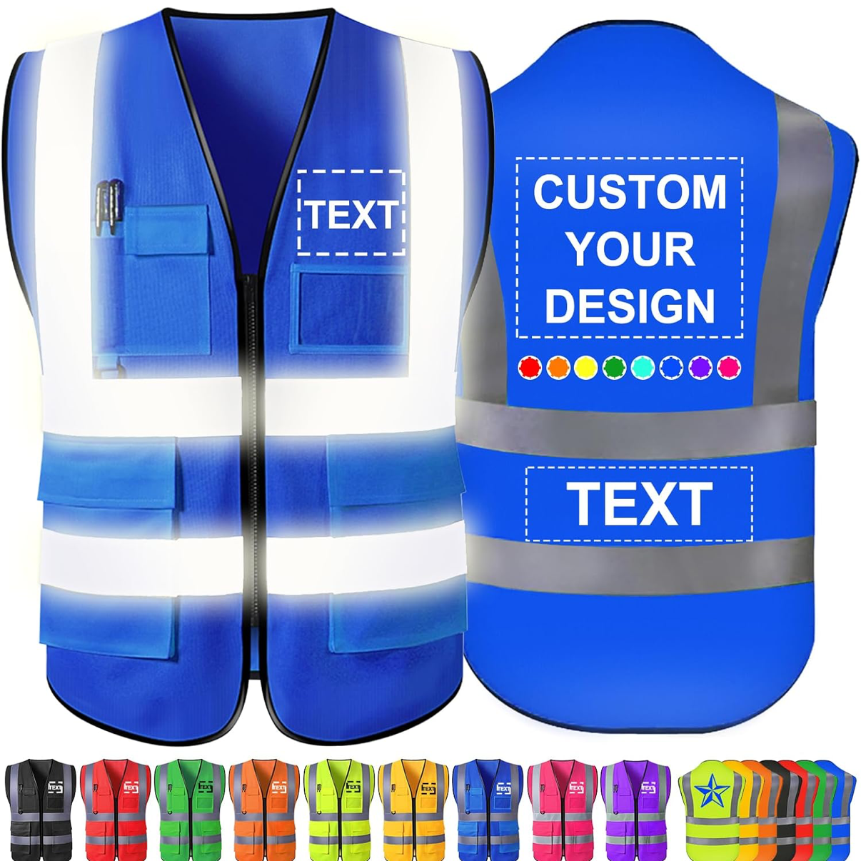 CUSTOM HI-VIS SAFTEY VEST BLUE