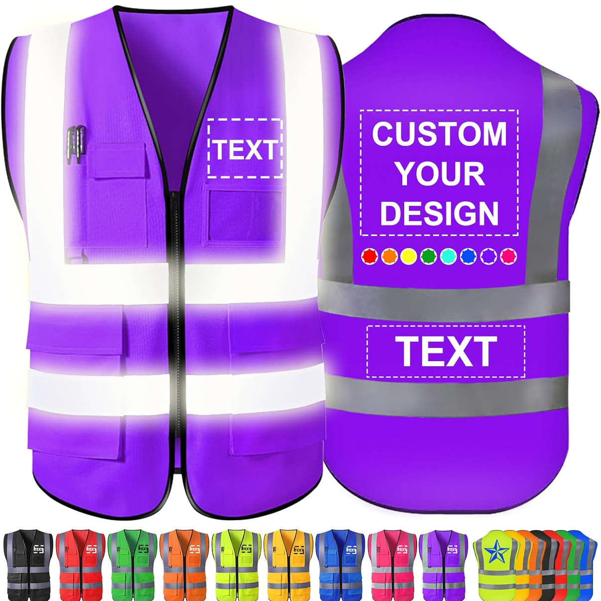 CUSTOM HI-VIS SAFTEY VEST PURPLE