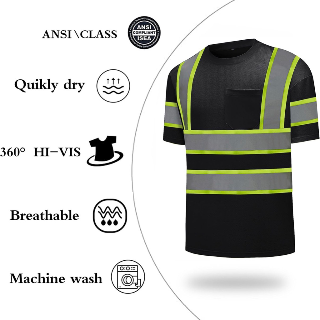 CUSTOM HI-VIS MESH SAFTY SHIRT BLACK