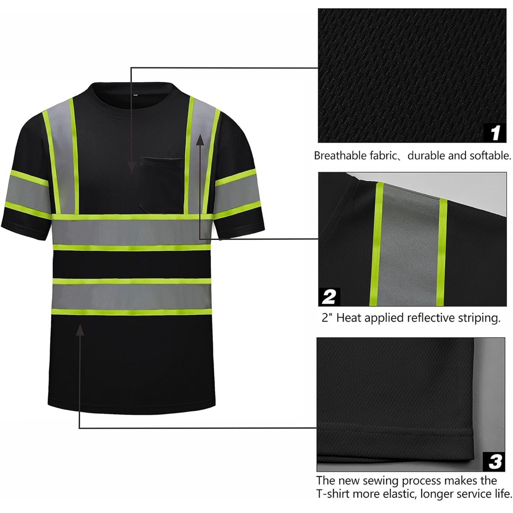 CUSTOM HI-VIS MESH SAFTY SHIRT BLACK