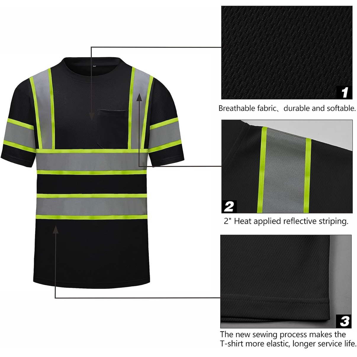 CUSTOM HI-VIS MESH SAFTY SHIRT BLACK