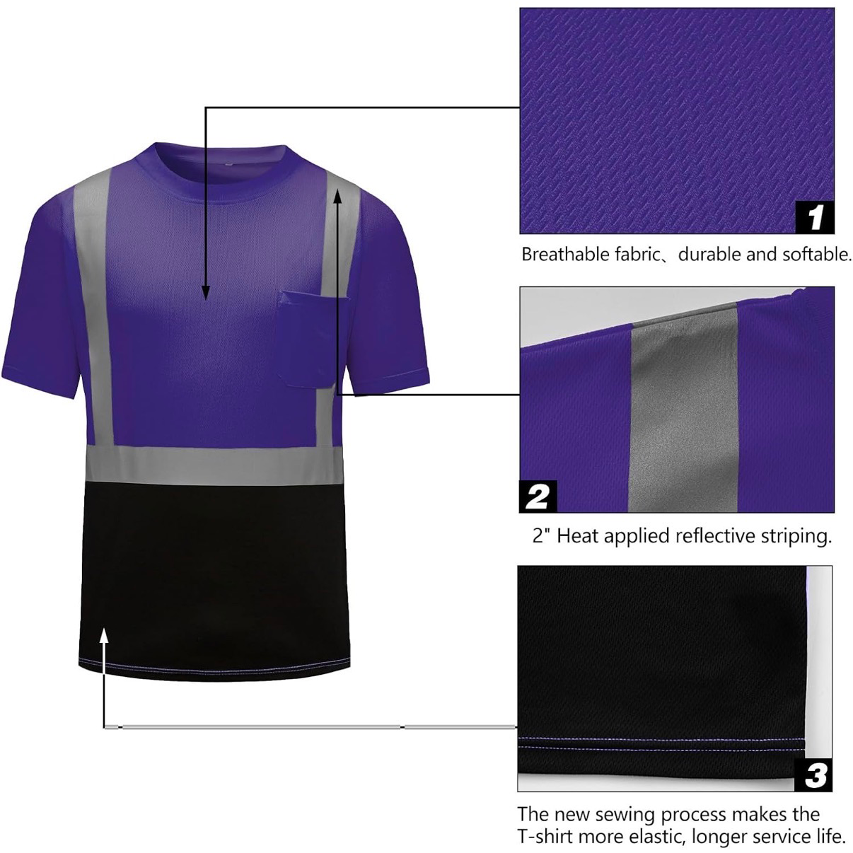 CUSTOM HI-VIS MESH SAFTY SHIRT PURPLE