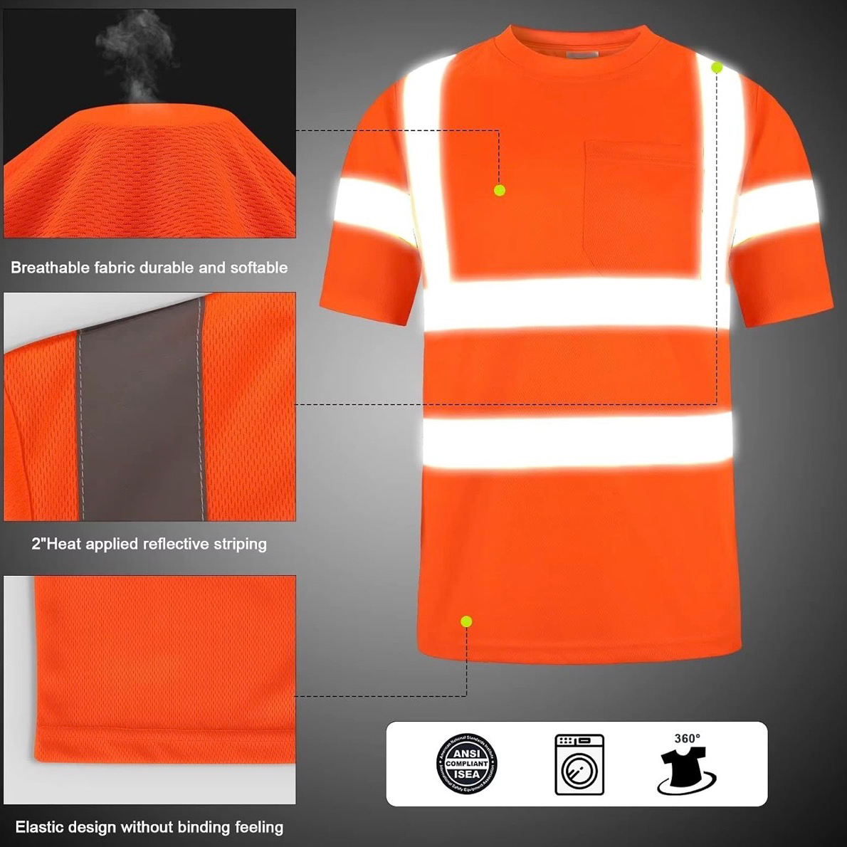 CUSTOM HI-VIS MESH SAFTY SHIRT ORANGE