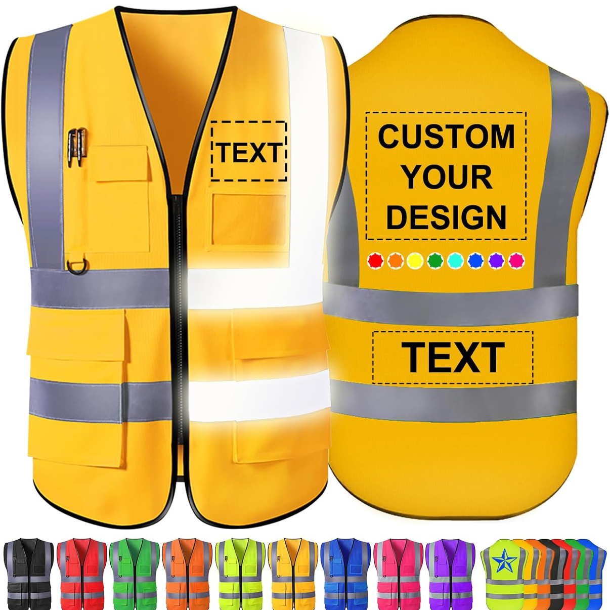 CUSTOM HI-VIS SAFTEY VEST YELLOW