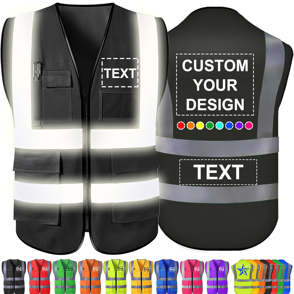 CUSTOM HI-VIS SAFTEY VEST BLACK