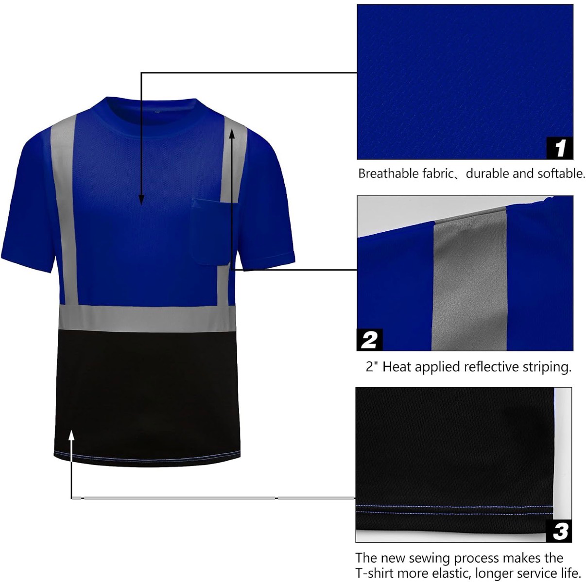CUSTOM HI-VIS MESH SAFTY SHIRT KLEIN BLUE