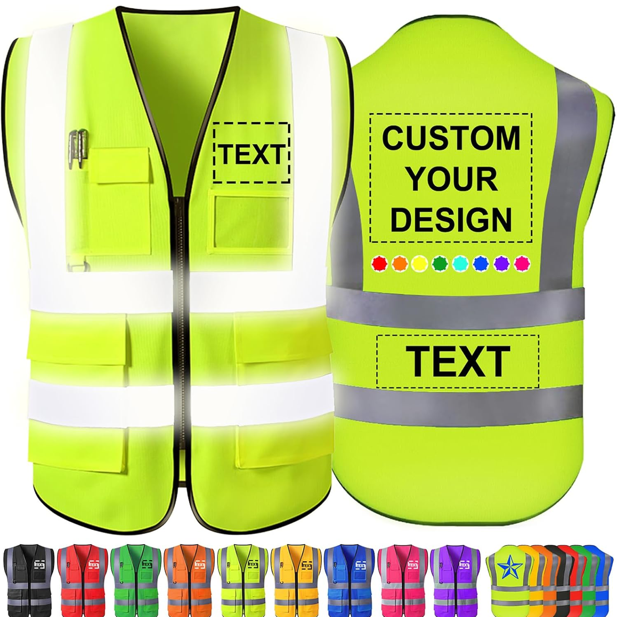 CUSTOM HI-VIS SAFTEY VEST NEON YELLOW