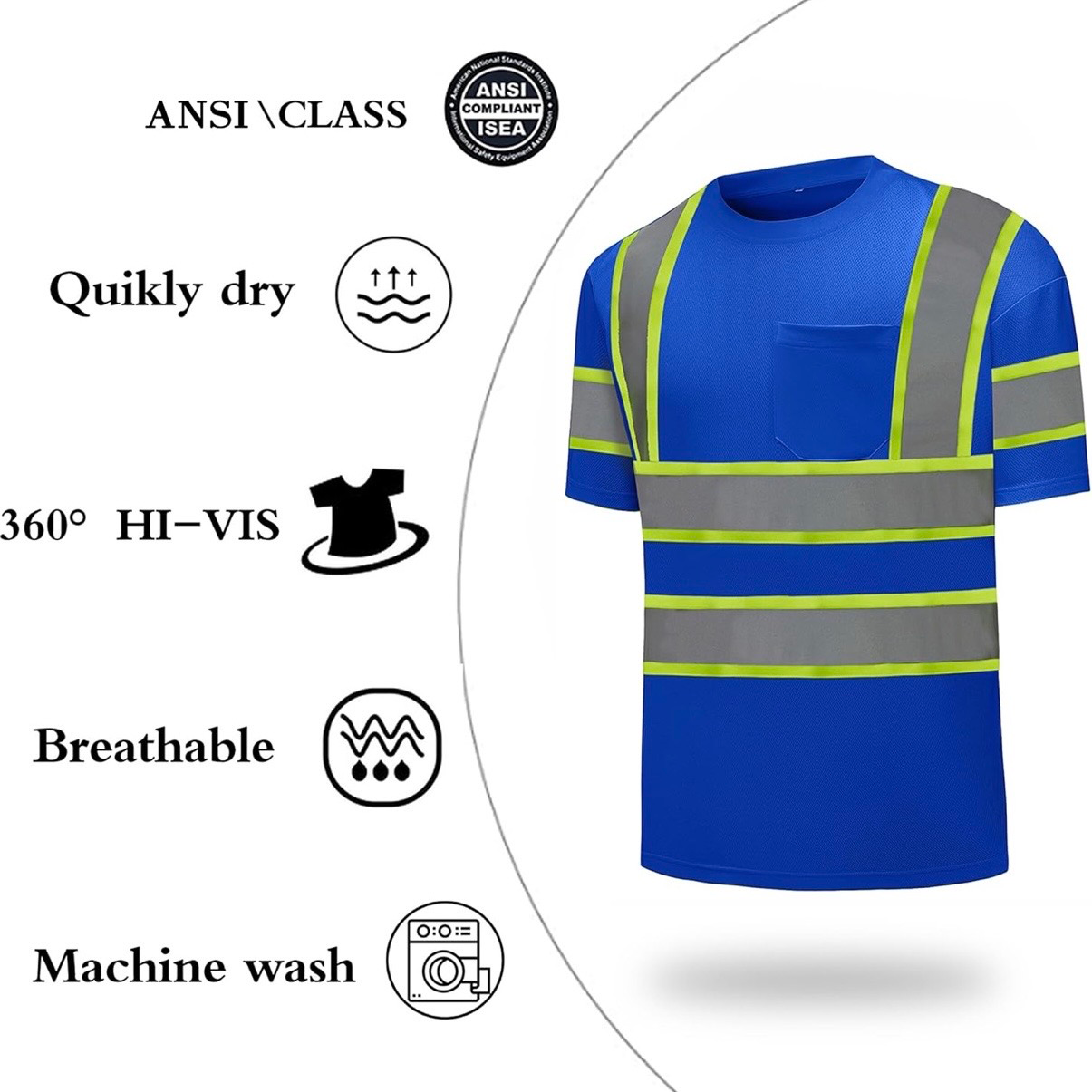 CUSTOM HI-VIS MESH SAFTY SHIRT BLUE