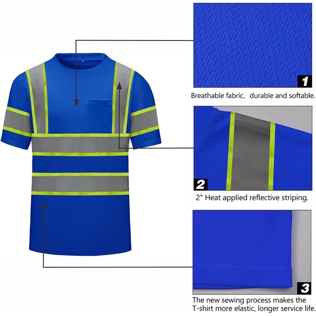 CUSTOM HI-VIS MESH SAFTY SHIRT BLUE