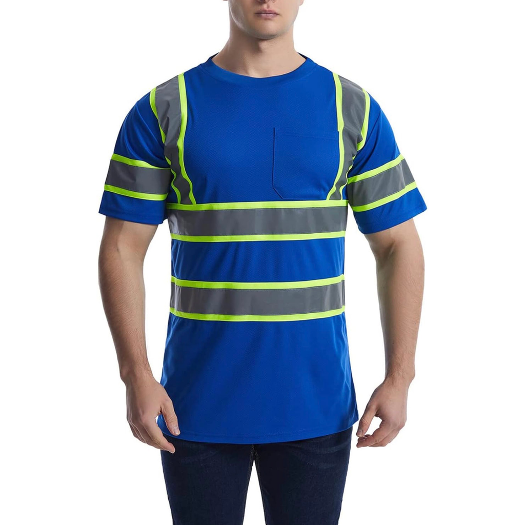 CUSTOM HI-VIS MESH SAFTY SHIRT BLUE